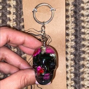 Brand New EARTHBOUND resin flower skull keychain